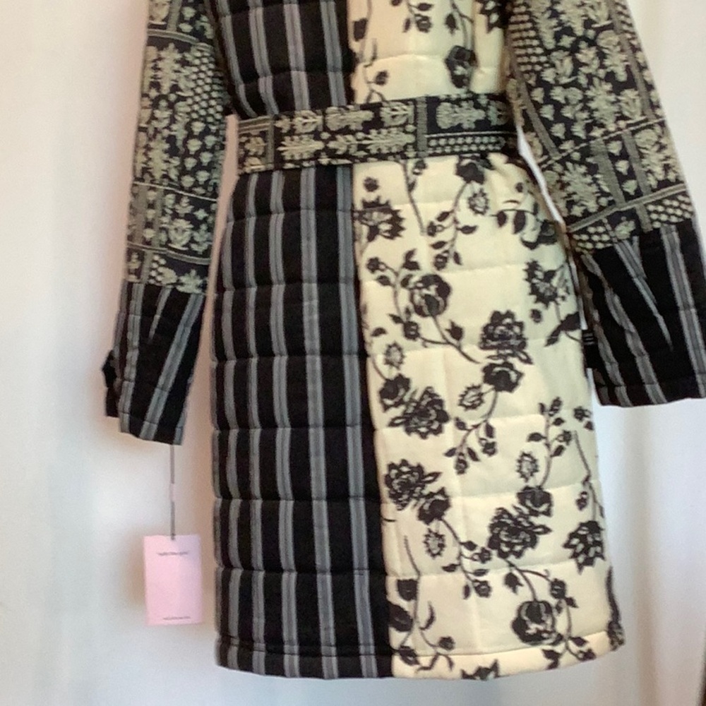 NWT Avec Les Filles Wool/Cotton Blend Mixed Print Quilted Coat, Snap Closure - Picture 14 of 15